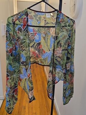 Tommy Bahama Sheer Floral Kimono in Green Blue Red